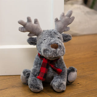 Alfie Reindeer Doorstop | Christmas Door Stop with Antlers & Checkered Scarf