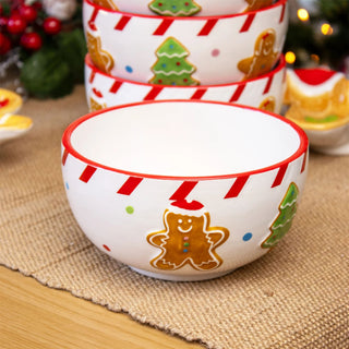 Ceramic Christmas Gingerbread Bowl | Perfect for Snacks, Soups, or Desserts 14cm