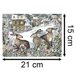 We Three Hares Advent Calendar Greetings Card | Christmas Advent Card & Envelope