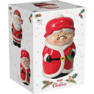 Mrs Claus Christmas Storage Jar | Ceramic Cookie Jar Biscuit Barrel with Lid