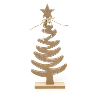 Rustic Wooden Christmas Tree On Stand | Handcrafted Xmas Tree Ornament - 30cm