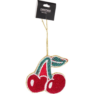 Cherry Beaded Christmas Tree Bauble | Colourful Fruit-shaped Tree Ornaments