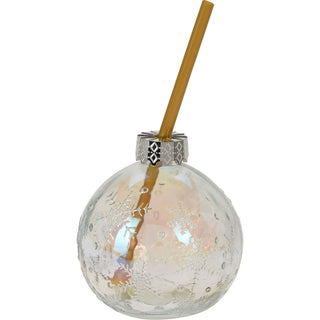 Christmas Bauble Drinking Jar | Novelty Glass with Straw for Festive Drinks