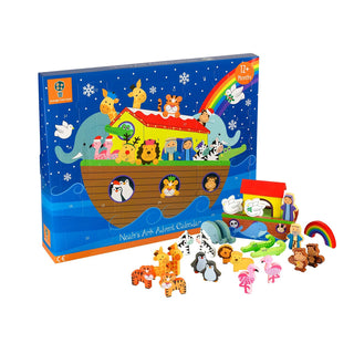 Children's Wooden Noah's Ark Christmas Advent Calendar | Wood Advent Calendar Advent Calendar For Kids | Noah's Ark Playset Advent Calendar