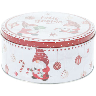Set of 3 Christmas Gonk Storage Tins | 3-piece Gnome Round Kitchen Nesting Tins