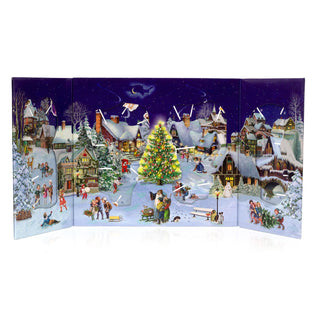 Winter Village Christmas Advent Calendar | 3D Slide-In Figures & Fold-Out Design