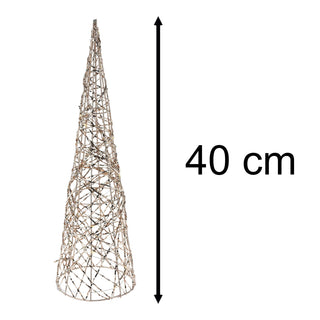 Gold Cone LED Christmas Tree | Warm White LED Pre-Lit Tree with Timer - 40cm