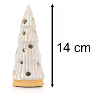 White Ceramic LED Christmas Tree | Light Up Mini Christmas Tree Ornament -13cm