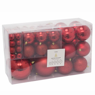 94 Piece Red Christmas Tree Bauble Box | Xmas Hanging Ball Christmas Tree Ornaments Decorations