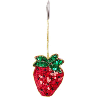 Strawberry Beaded Christmas Tree Bauble | Colourful Fruit-shaped Tree Ornaments