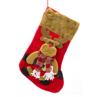 3D Plush Christmas Stocking Xmas Stockings | Festive Adult Christmas Stocking | Kids Christmas Stocking Fireplace Decorations - Reindeer