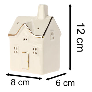 White Ceramic LED Christmas House | Light Up Mini Christmas Village Ornament