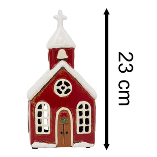 Ceramic Christmas Church Tealight Holder | Candle Holder Christmas Ornament