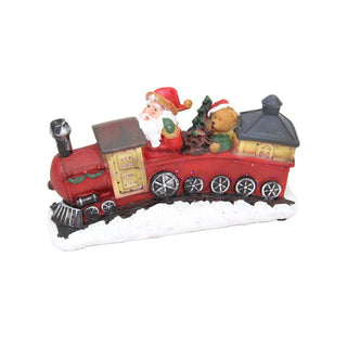 Light Up LED Glitter Santa Father Christmas Train Ornament