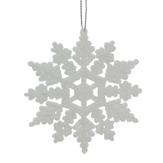 White Snowflake Glitter Bauble | Snowflake Christmas Tree Ornament - 10cm