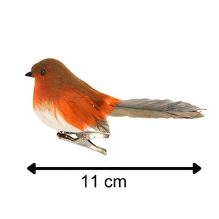 Clip on Robin Decoration | Christmas Tree Robin Ornament with Silver Clip