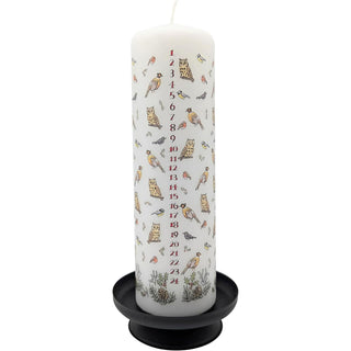 Winter Birds Advent Pillar Candle | Christmas Advent Calendar Candle - 20cm