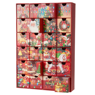 Advent Calendar with Drawers, Red 24 Drawer Fill Your Own Christmas Calendar
