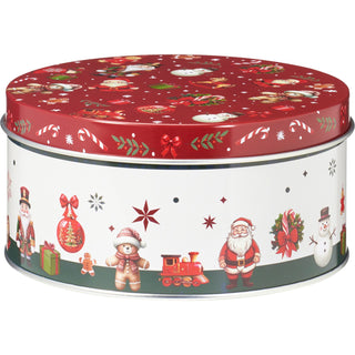 Set of 3 Traditional Christmas Storage Tins | 3-piece Round Kitchen Nesting Tins