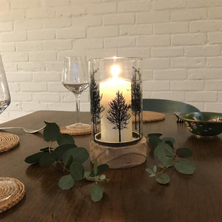 Beautiful Tree Glass Wood Candle Tealight Holder