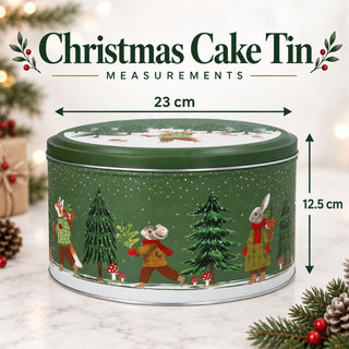 Woodland Scene Christmas Cake Tin, 23cm Gisela Graham Festive Storage Tin