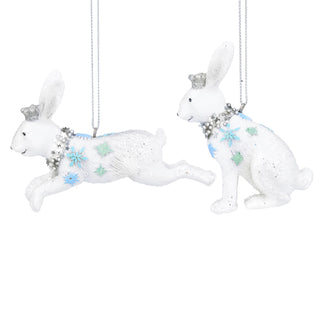 White Hare Christmas Tree Bauble | Resin Rabbit Christmas Tree Ornament - 10cm