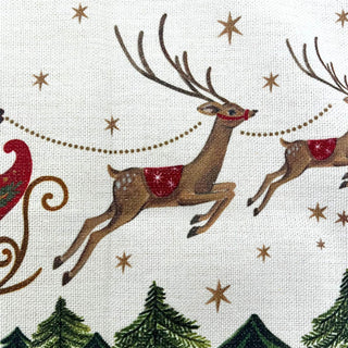 Santa's Sleigh Christmas Table Runner, Gisela Graham Festive Fabric 140cm x 40cm
