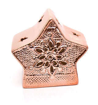 Parisienne Chic Copper Christmas Tealight Holder Ornament - Rose Gold Tea Light Candle Decoration - Star