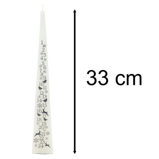 Large Traditional Countdown To Christmas Pyramid Advent Candle | Christmas White & Silver Advent Candle With Numbers | Advent Christmas Candle Festive Candle