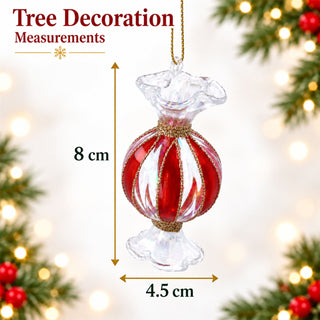 Red and Clear Glass Sweet Hanging Christmas Tree Decoration, Gisela Graham