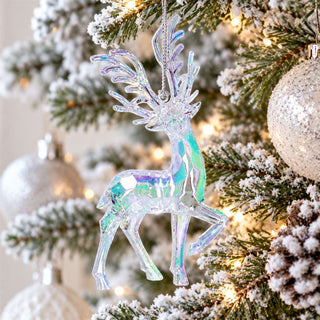 Iridescent Reindeer Hanging Christmas Tree Decoration, Gisela Graham 14cm