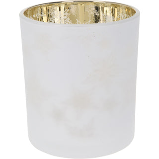 Snowflake Tealight Holder | Frosted Glass Christmas Tea Light Candle Holder 10cm