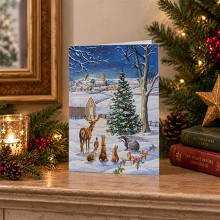 Snowy Landscape Christmas Advent Calendar Greetings Card, A5 with 24 Doors