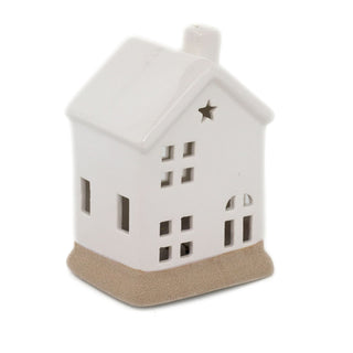 White Ceramic LED House | Christmas Village Light Up House Festive Ornament