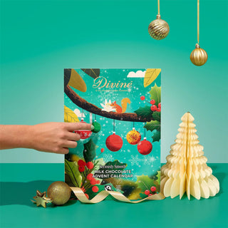 Divine Milk Chocolate Christmas Advent Calendar, Fairtrade Cocoa & Hearts