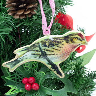 Bird Christmas Bauble | Vintage-Style Metal Tree Ornament with Hanging Ribbon