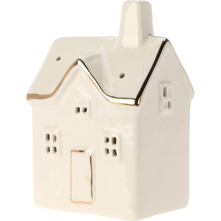 White Ceramic LED Christmas House | Light Up Mini Christmas Village Ornament