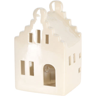 10cm White Ceramic LED Christmas House | Light-Up Ornament | Design Varies