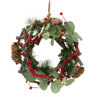 22cm Traditional Christmas Wreath Pine Cone And Berry Decoration | Christmas Door Wreath Xmas Wreath | Christmas Decorations