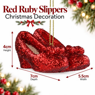 Ruby Slippers Christmas Tree Decoration, Gisela Graham Red Glitter Ornament 7cm