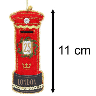 London Postbox Bauble | Luxury Fabric Christmas Tree Hanging Ornament - 11cm