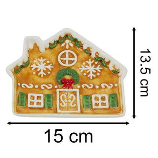 Small Ceramic Gingerbread House Plate | Gingerbread Dish Christmas Snack Plate