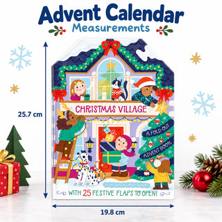 Christmas Village Fold-out Advent Calendar Book, Children's 25-Flap Advent Book