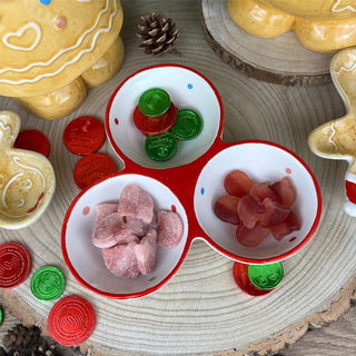 3 Compartment Christmas Gingerbread Serving Platter | Christmas Snack Bowls