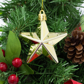 Gold 8 Piece Mini Christmas Star Baubles | Set Of 8 Star Christmas Tree Bauble Decorations | Xmas Tree Baubles Gold Christmas Tree Ornaments