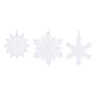 White Snowflake Glitter Bauble | Snowflake Christmas Tree Ornament - 10cm
