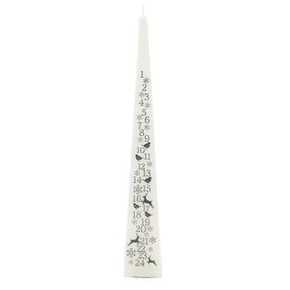 Large Traditional Countdown To Christmas Pyramid Advent Candle | Christmas White & Silver Advent Candle With Numbers | Advent Christmas Candle Festive Candle