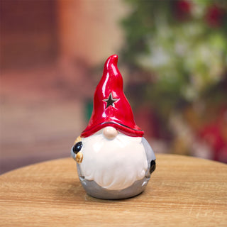 Ceramic Nordic Santa Gonk Ornament | Scandi Christmas Gnome Gonk Figurine - 16cm