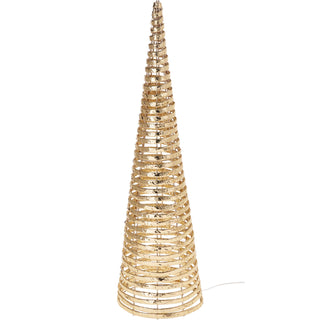 Gold LED Cone Tree Ornament 60cm, 40 Warm White Lights Battery Operated