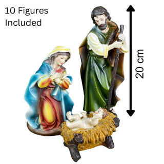Large Traditional Deluxe Christmas Nativity Set Scene With 10 Detailed Figures